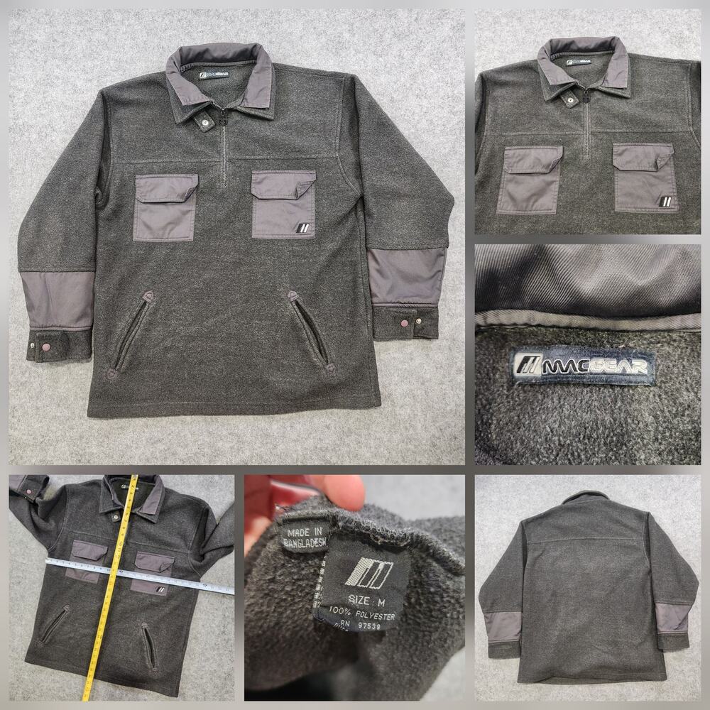 MACGEAR Pullover Jacket Mens Medium Half Zip Fleece Utility Pockets Polyester